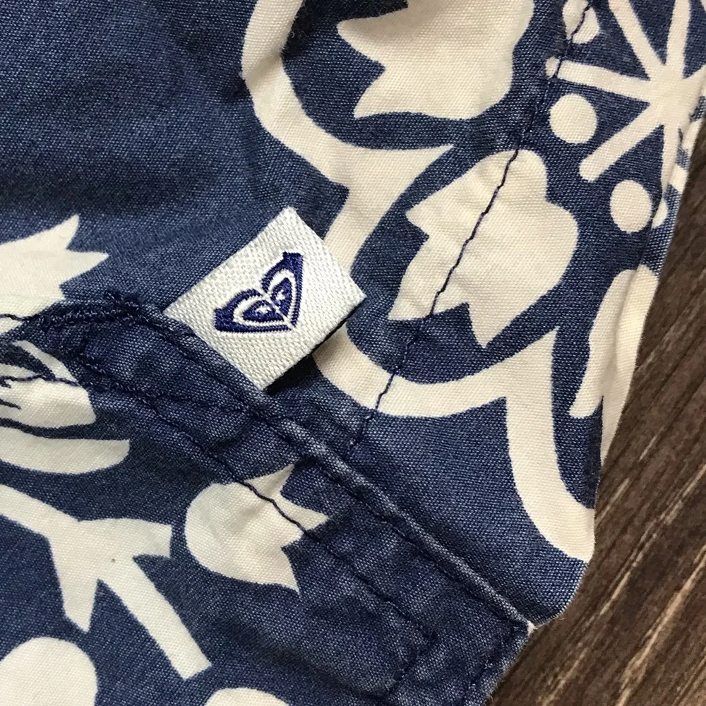 Quicksilver Roxy Women’s Vintage Full Zip Blue Hooded Lightweight Floral Jacket - Picture 3 of 9